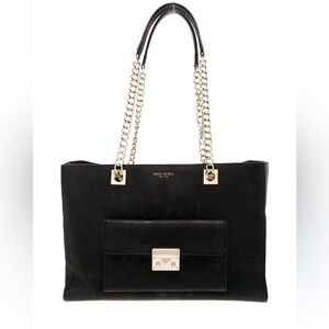 Henri Bendel Black Shoulder Bag with Gold Chain